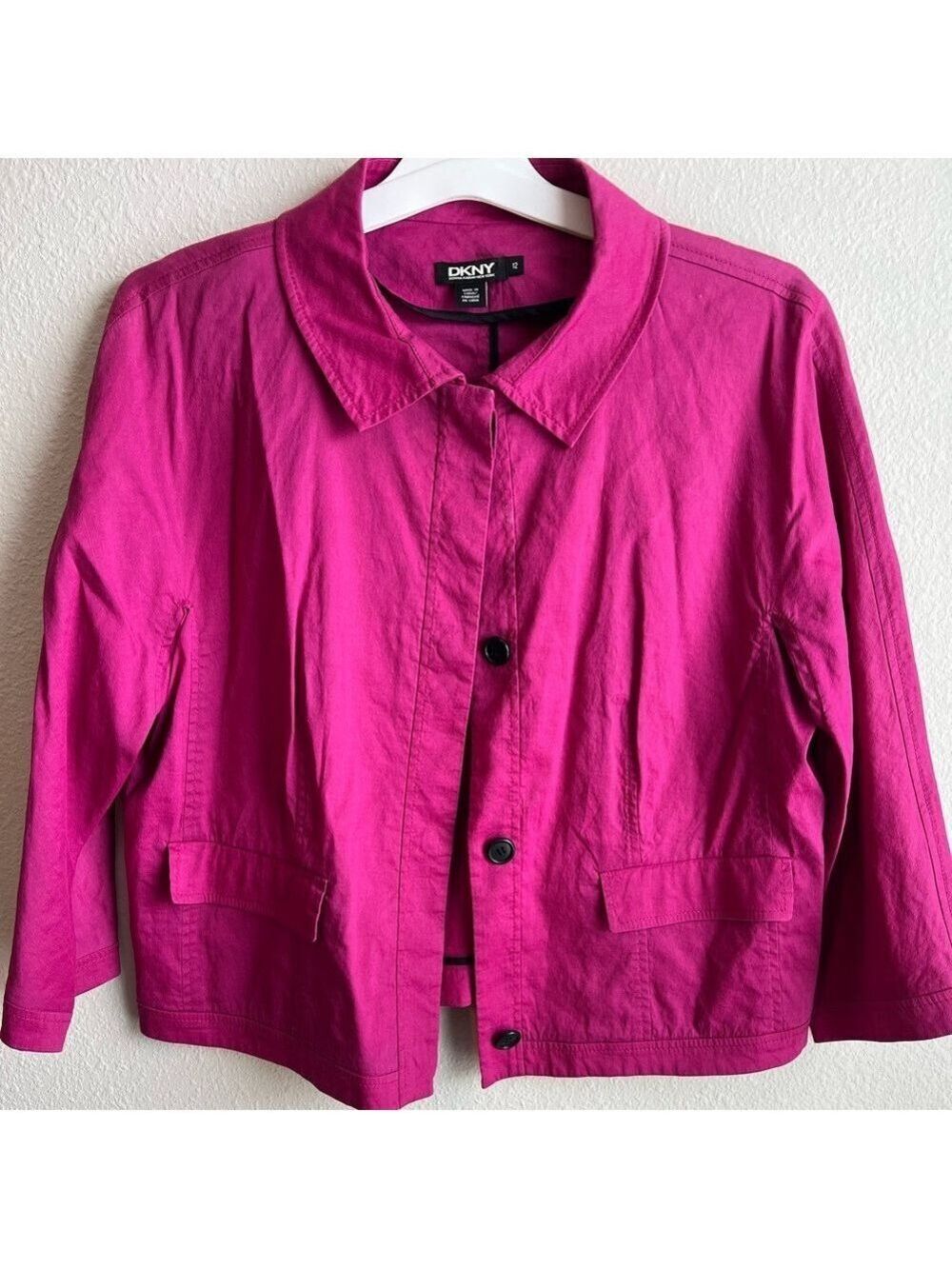 DKNY Fuchsia Pink Button-Front Jacket